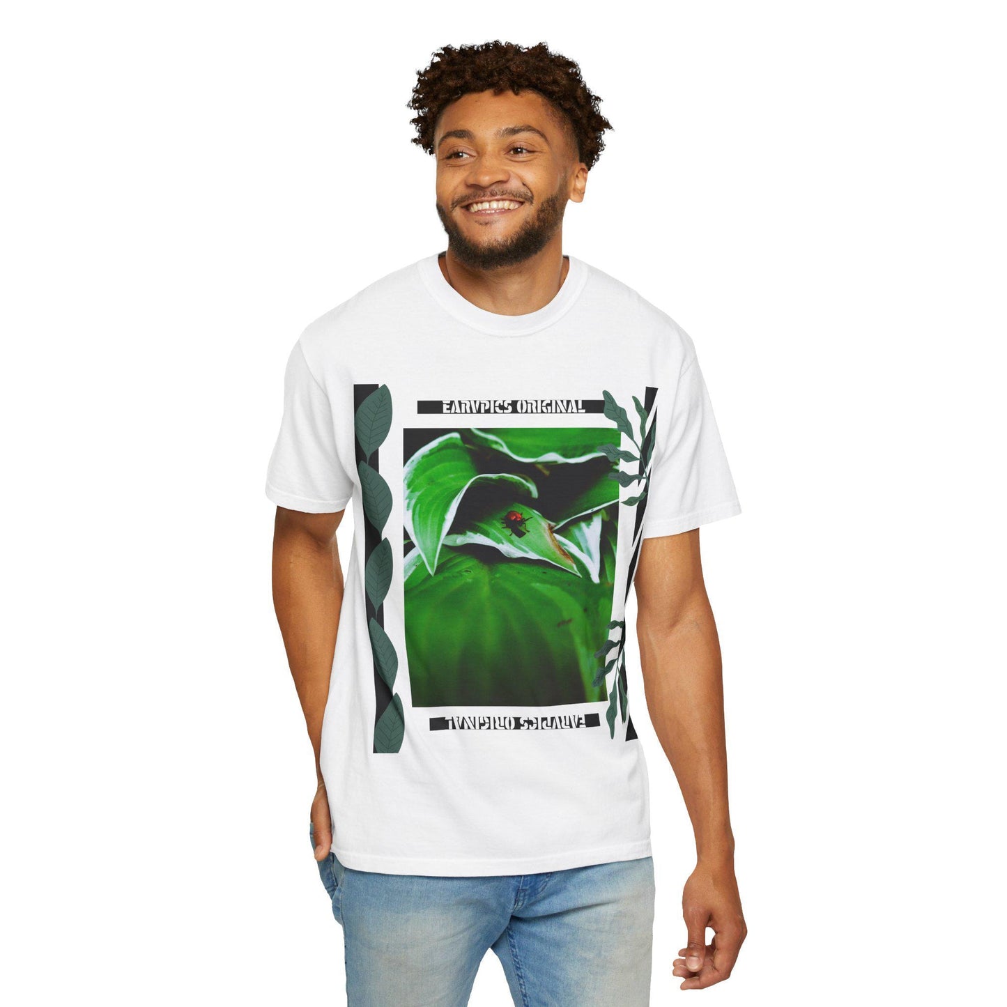 Green Leaf Art T-Shirt "shine" | Nature Lover Tee, Eco-friendly Shirt, Gift for Plant Mom, Casual Wear, Summer Outfit, Unisex Clothing