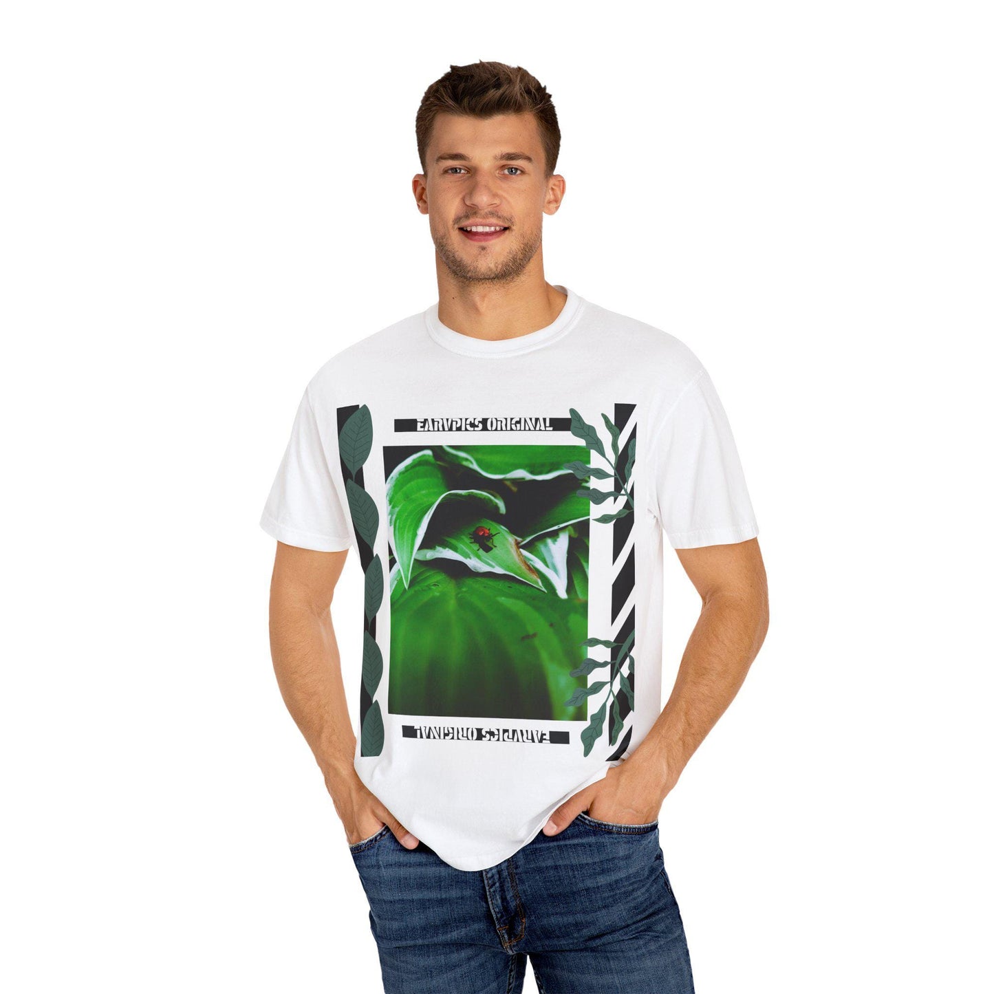 Green Leaf Art T-Shirt "shine" | Nature Lover Tee, Eco-friendly Shirt, Gift for Plant Mom, Casual Wear, Summer Outfit, Unisex Clothing
